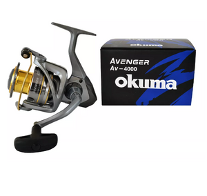 Carrete Reel Okuma Avenger Av-4000 Freno De 17.6 Lb Color Gris/Negro/Dorado Lado de la manija Derecho/Izquierdo