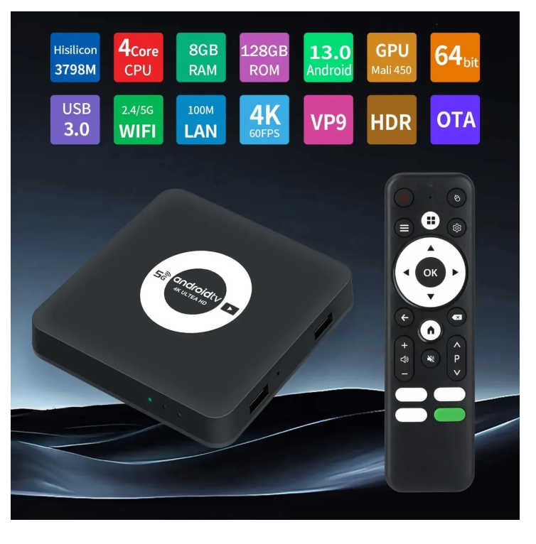 Deco Tv Box Android 5g Wifi Hdr Smartv Magictv Negro Estándar