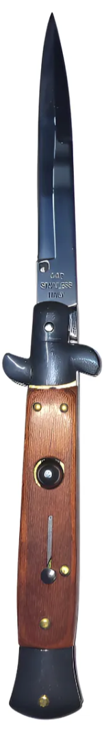 Navaja Automática Stiletto Grande Mango Madera Marrón