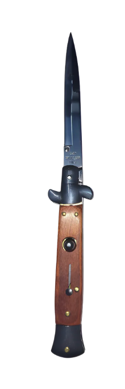 Navaja Automática Stiletto Grande Mango Madera Marrón