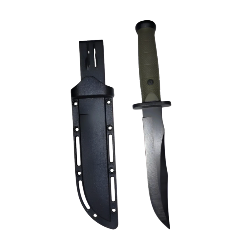 Cuchillo Táctico Comando Funda Rígida Ejercito Negro Y Verde