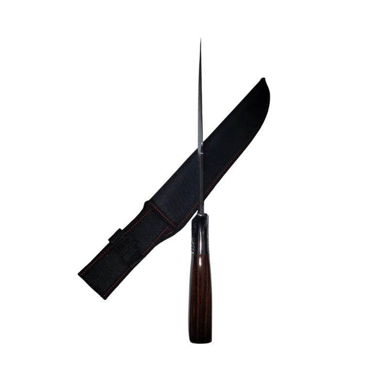 Cuchillo Camping Tactico Orificio Para Dedo Con Estuche Marrón