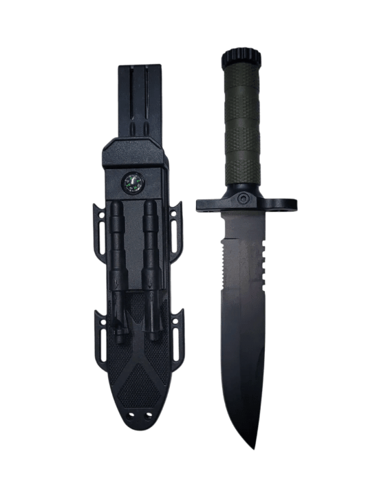 Cuchillo Tactico 2558b Supervivencia Pedernal Piedra Brujula - Negro Y Verde Oliva - hiking outdoor Chile - Cuchillo Tactico 2558b Supervivencia Pedernal Piedra Brujula - Negro Y Verde Oliva - hiking outdoor Chile - Oferta -