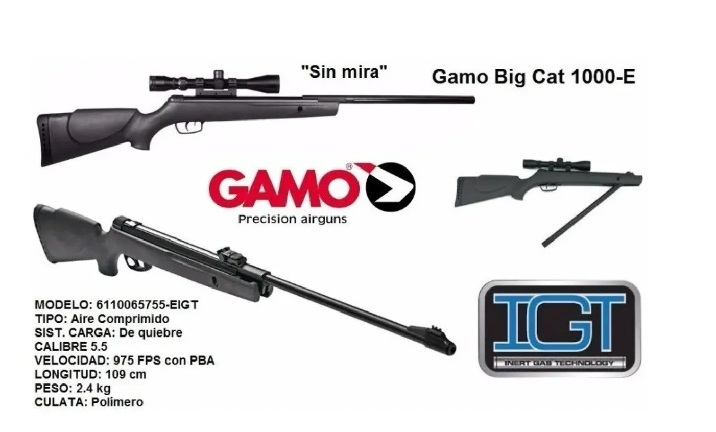 Rifle Aire Comprimido Gamo Big Cat 1250 Con Mira Gamo 4x32