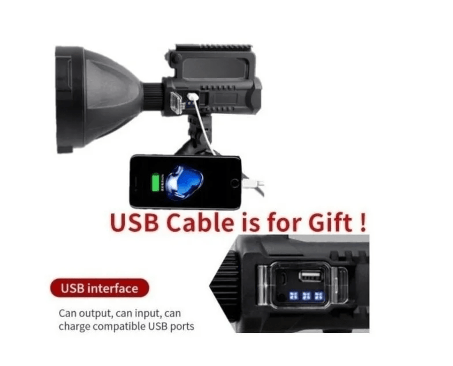 Foco Linterna Led Largo Alcance 600 Metros Usb Trípode Led - hiking outdoor Chile - Foco Linterna Led Largo Alcance 600 Metros Usb Trípode Led - hiking outdoor Chile - ART. CAZA -