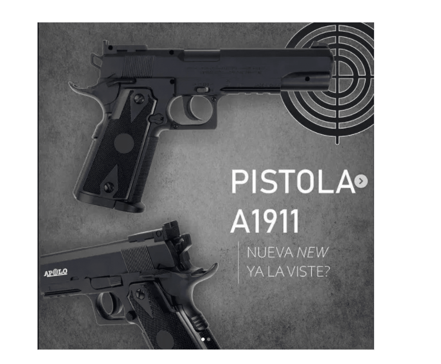 Pistola Apolo A1911 Co2 Polimero Calibre 4.5mm - hiking outdoor Chile - Pistola Apolo A1911 Co2 Polimero Calibre 4.5mm - hiking outdoor Chile - ART. CAZA -